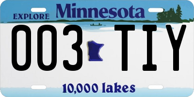 MN license plate 003TIY