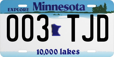 MN license plate 003TJD