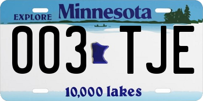 MN license plate 003TJE