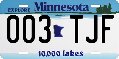 MN license plate 003TJF