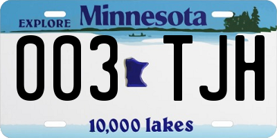 MN license plate 003TJH