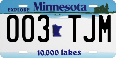 MN license plate 003TJM