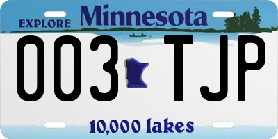 MN license plate 003TJP