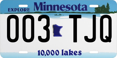 MN license plate 003TJQ
