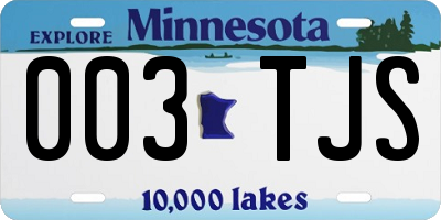 MN license plate 003TJS