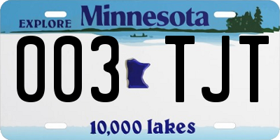 MN license plate 003TJT