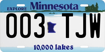 MN license plate 003TJW