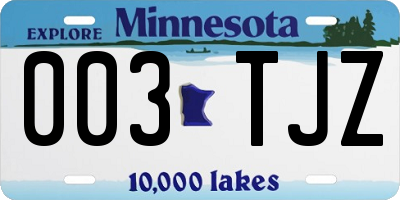 MN license plate 003TJZ