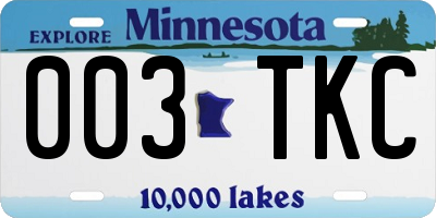 MN license plate 003TKC