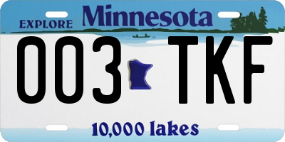MN license plate 003TKF