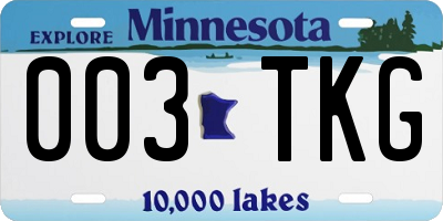 MN license plate 003TKG