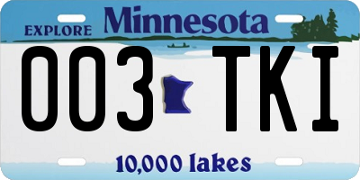 MN license plate 003TKI