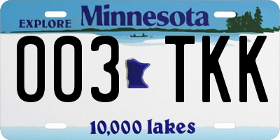 MN license plate 003TKK