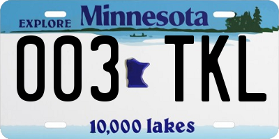 MN license plate 003TKL