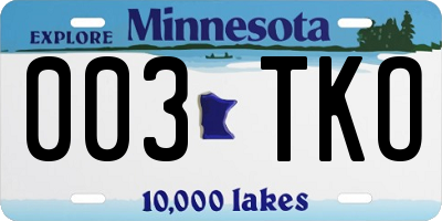 MN license plate 003TKO