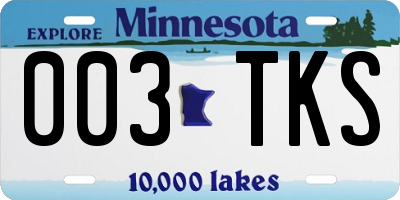 MN license plate 003TKS