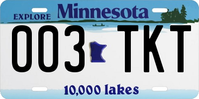 MN license plate 003TKT