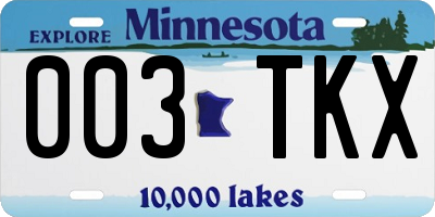 MN license plate 003TKX