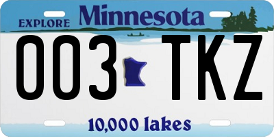 MN license plate 003TKZ