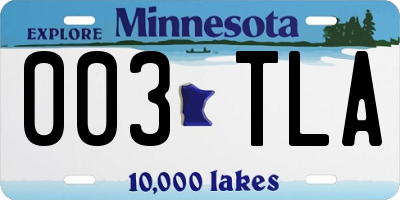 MN license plate 003TLA