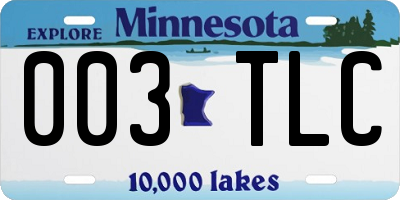 MN license plate 003TLC
