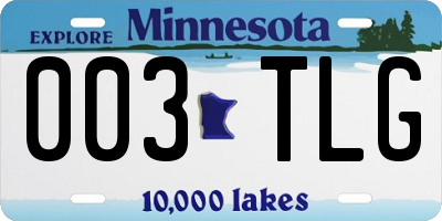 MN license plate 003TLG