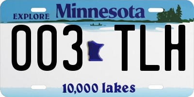 MN license plate 003TLH
