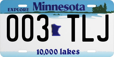 MN license plate 003TLJ