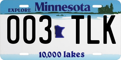 MN license plate 003TLK