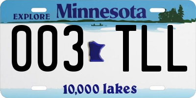 MN license plate 003TLL