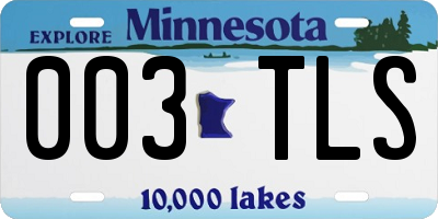MN license plate 003TLS