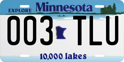 MN license plate 003TLU
