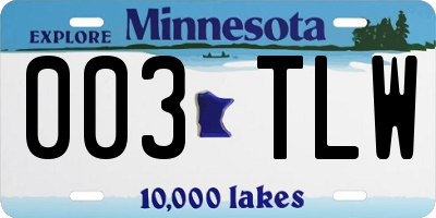 MN license plate 003TLW