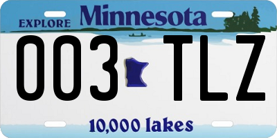 MN license plate 003TLZ
