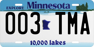 MN license plate 003TMA