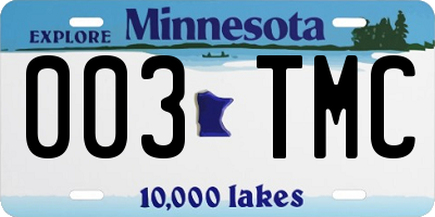 MN license plate 003TMC