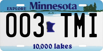 MN license plate 003TMI