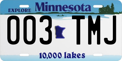 MN license plate 003TMJ