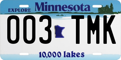 MN license plate 003TMK