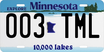 MN license plate 003TML