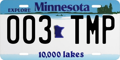 MN license plate 003TMP