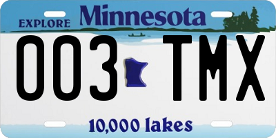 MN license plate 003TMX