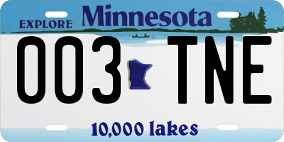 MN license plate 003TNE