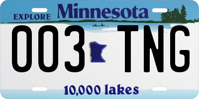 MN license plate 003TNG