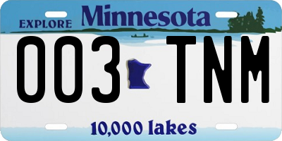 MN license plate 003TNM