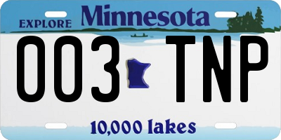 MN license plate 003TNP