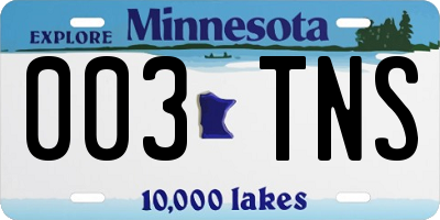 MN license plate 003TNS