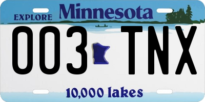MN license plate 003TNX