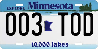 MN license plate 003TOD
