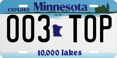 MN license plate 003TOP